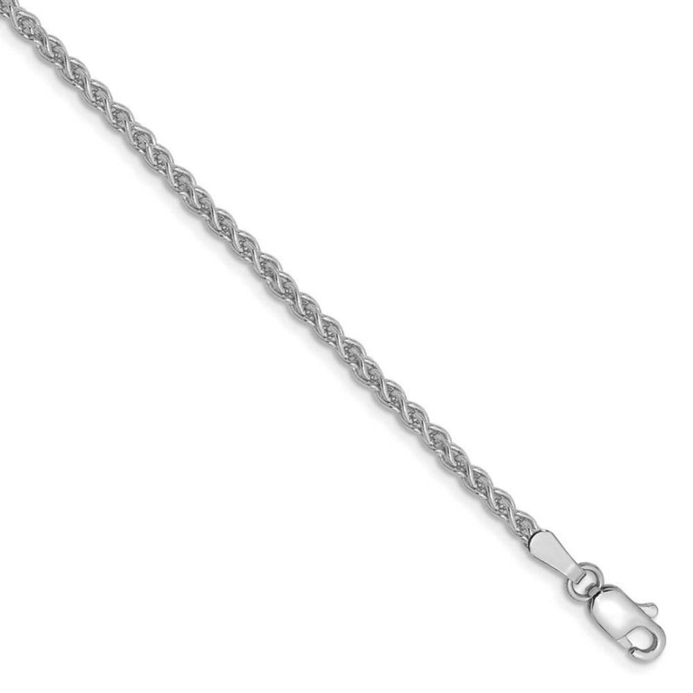 2mm, 14k White Gold, Solid Spiga Chain Bracelet, 8 Inch